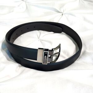 Men's Nike Golf Belt Active Size 38 Classic Black Synthetic Leather Silver Logo